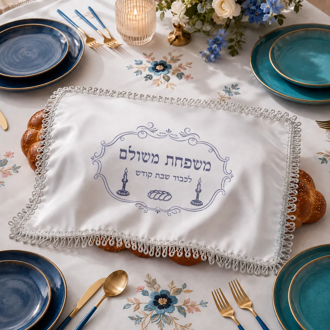 Personalized Challah Cover with a custom printed logo