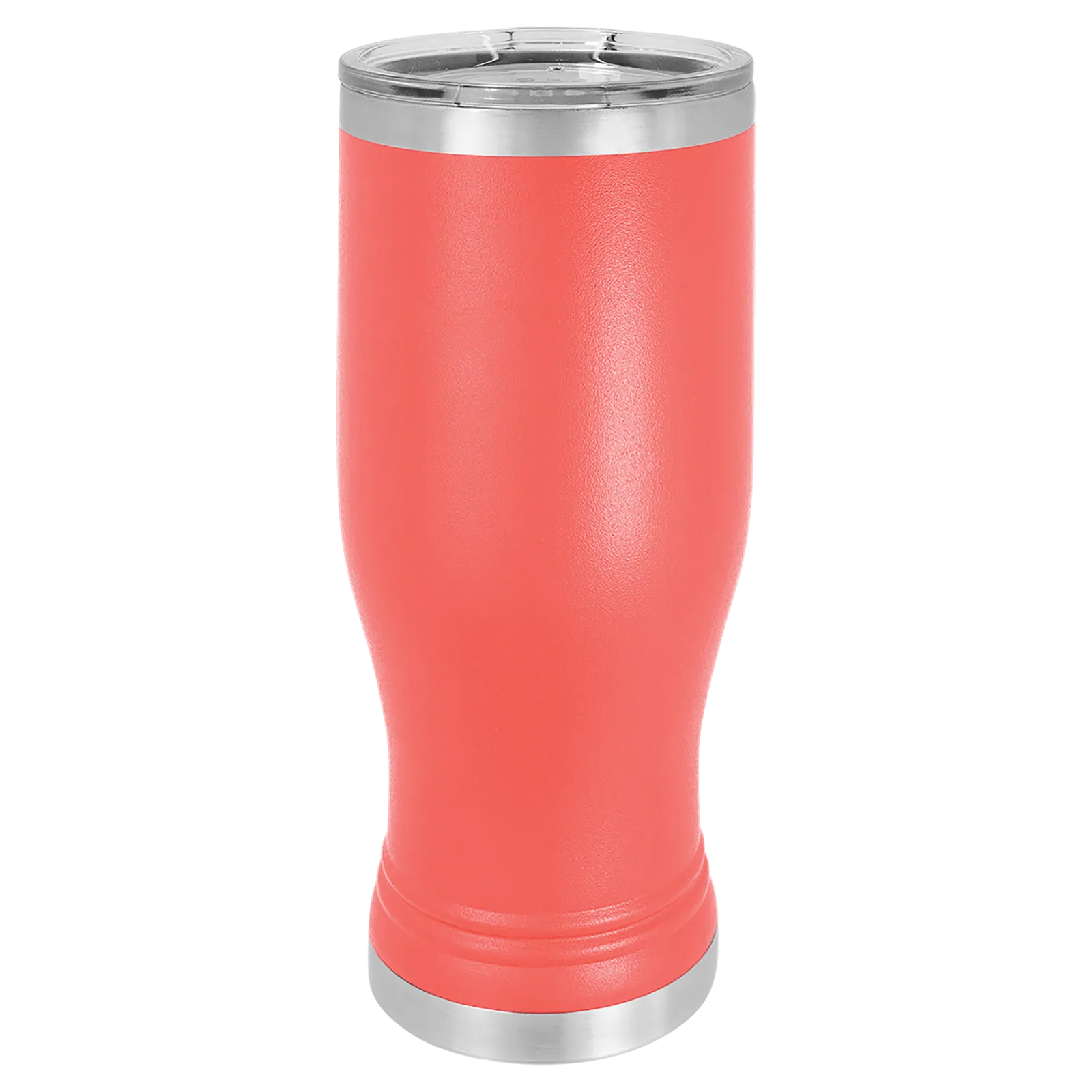 20 oz. insulated pilsner with clear lid and logo branding
