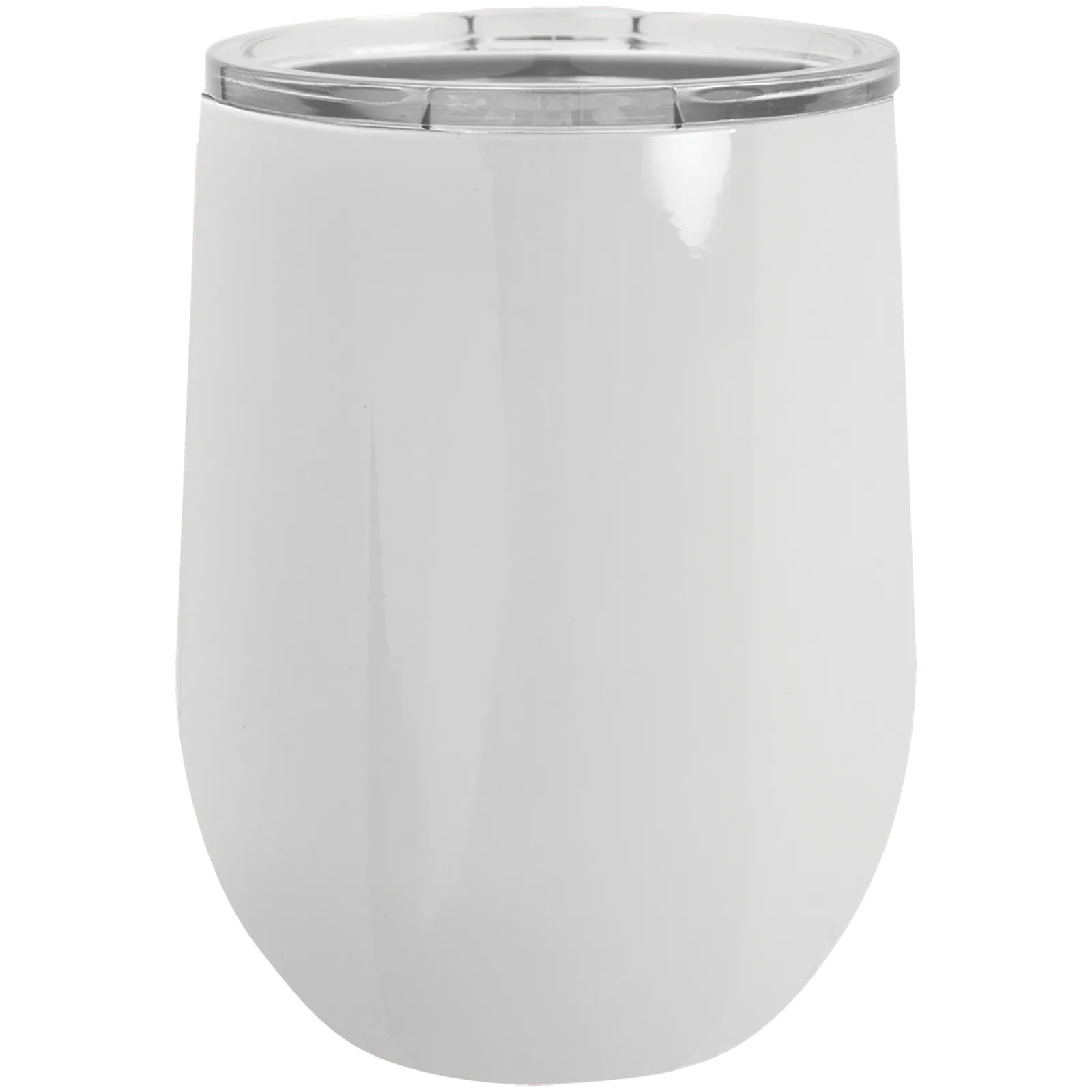 Close-up of stainless steel wine tumbler showcasing logo area
