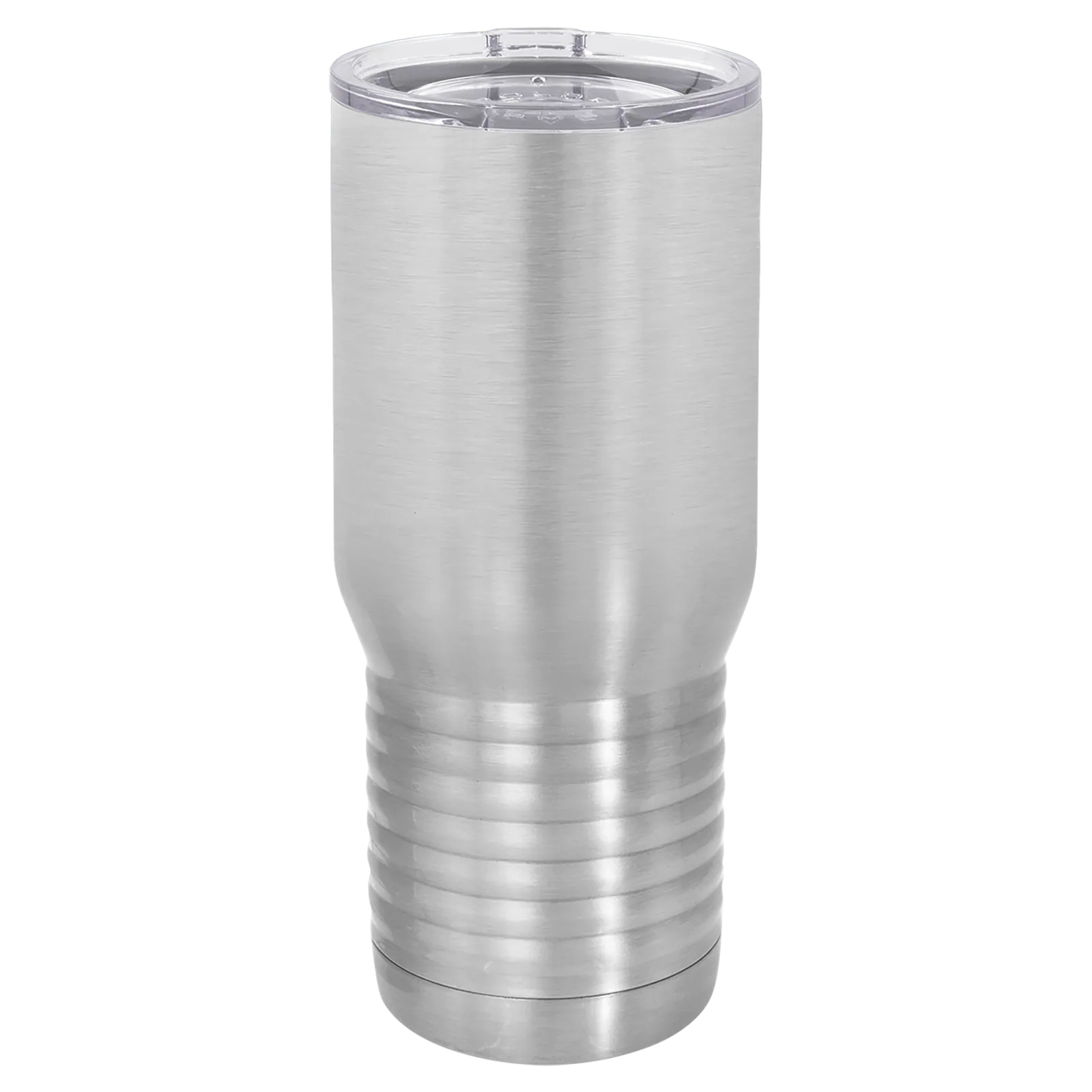 Stylish stainless steel tumbler with a clear lid