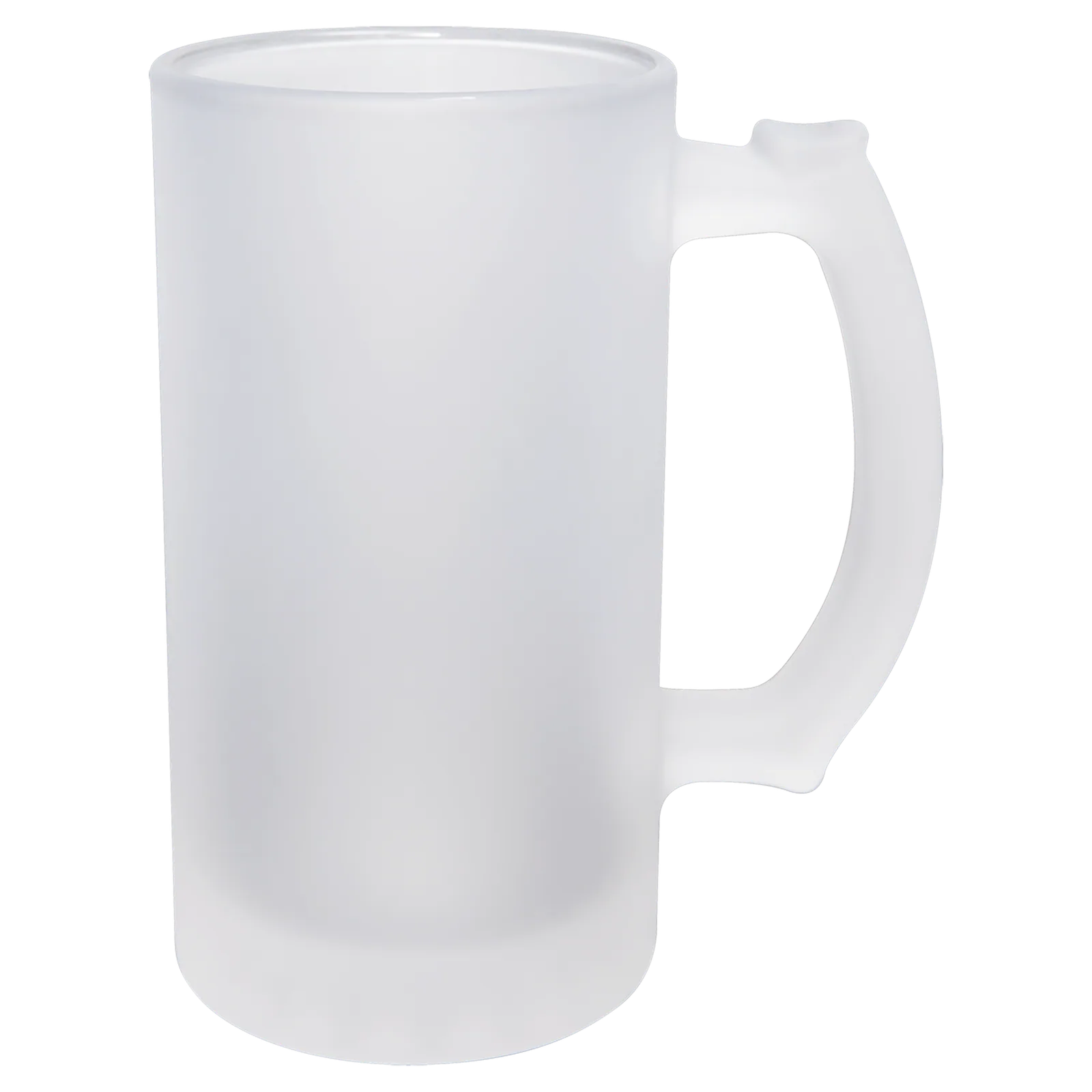 Frosted beer glass with handle showcasing a logo design