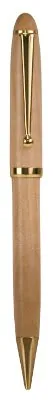 Wide maple pencil with a smooth wooden finish and branding