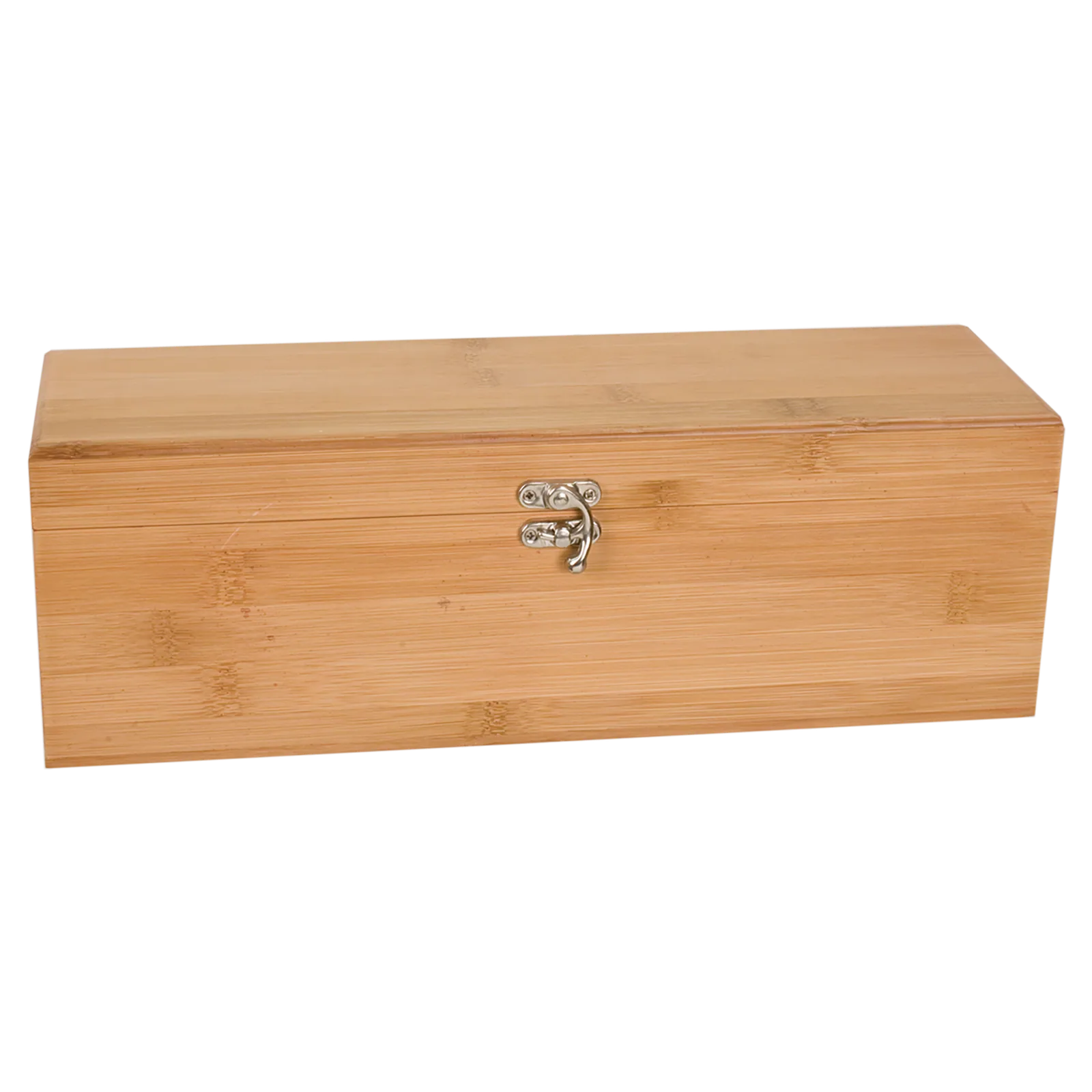 Elegant bamboo wine box containing wine tools and a bottle