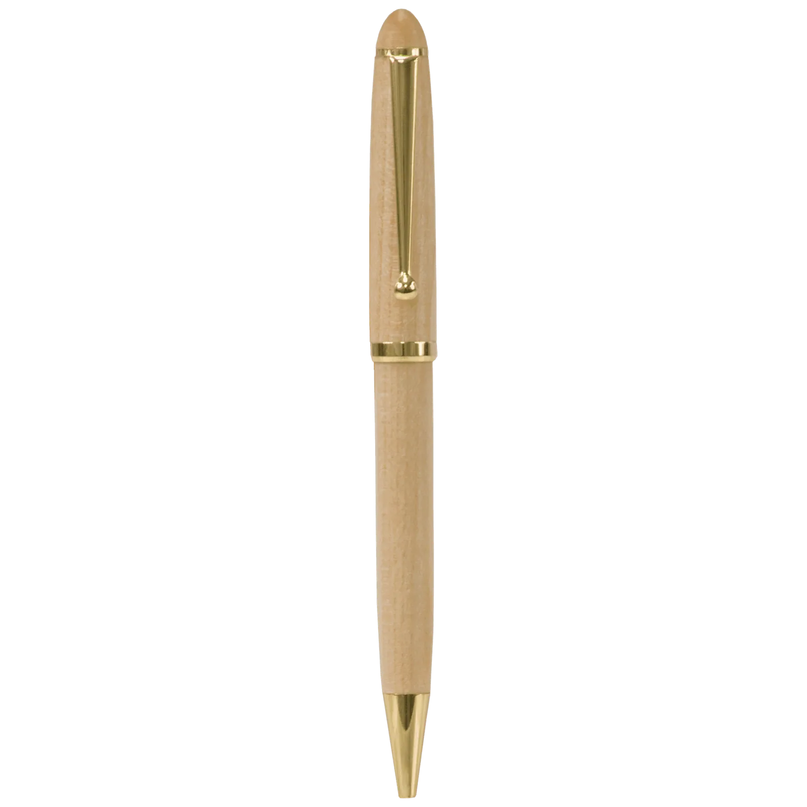 Close-up view of the maple ballpoint pen showcasing its wooden texture.