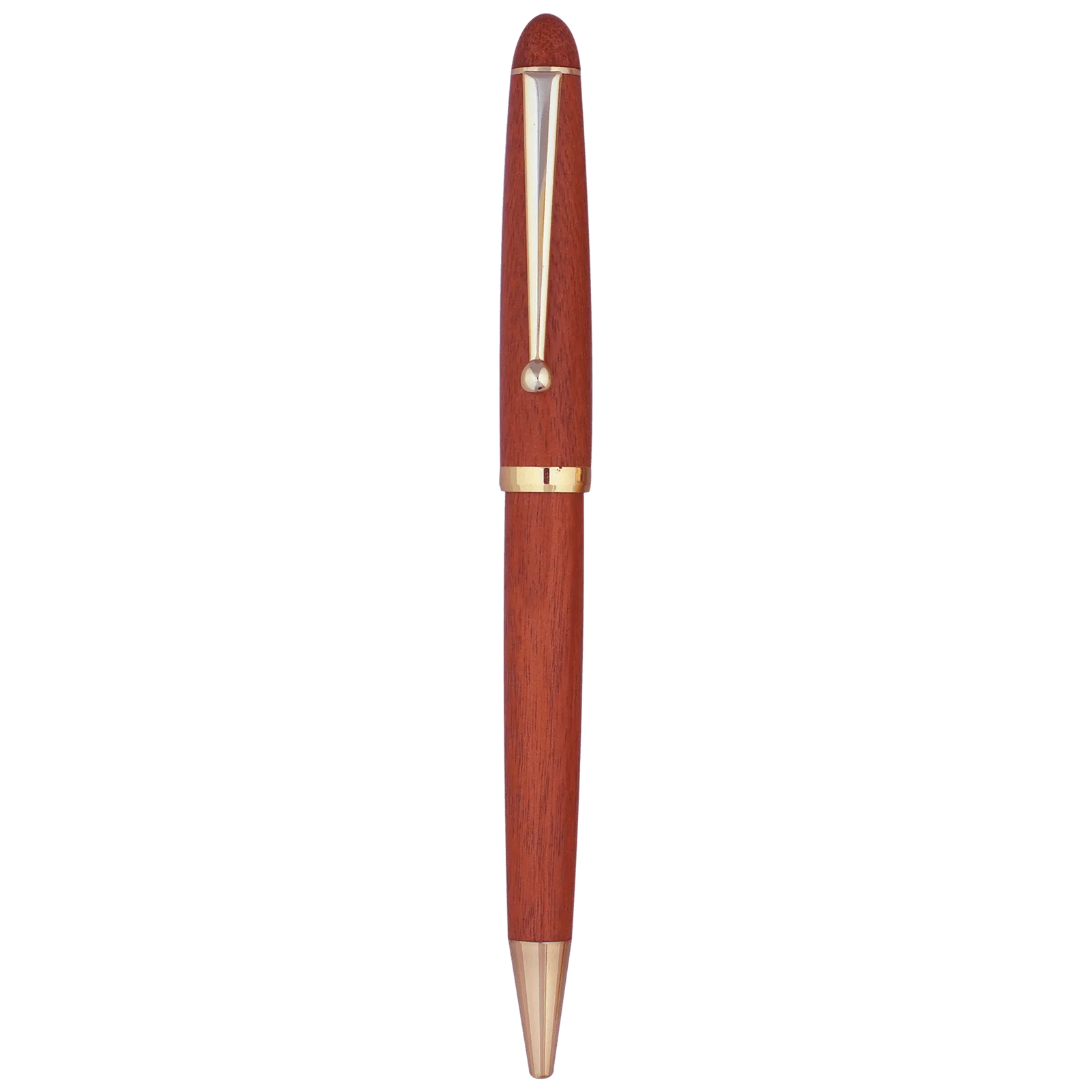 Elegant wide rosewood ballpoint pen on a white background