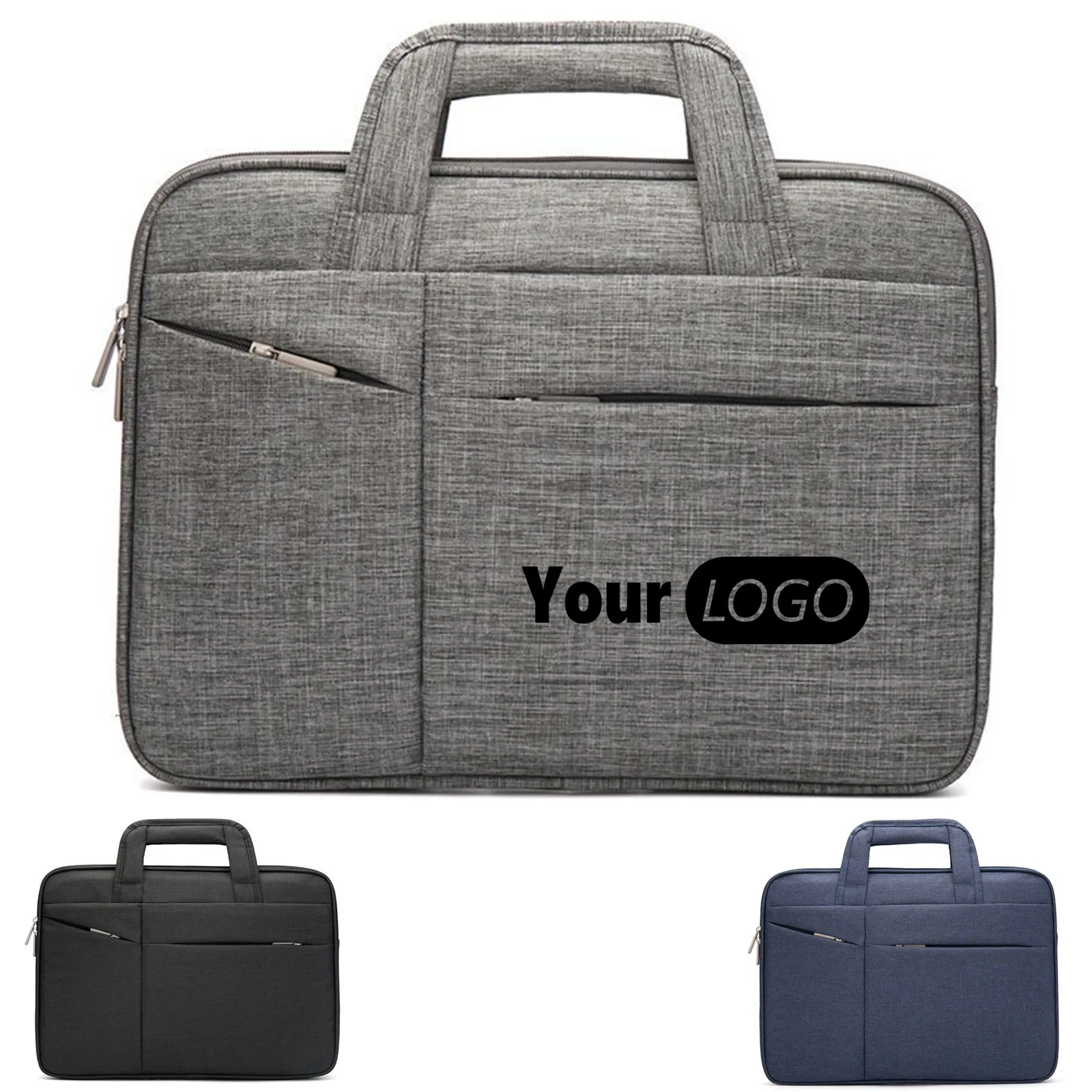 15.6" canvas laptop bag with multiple compartments for accessories