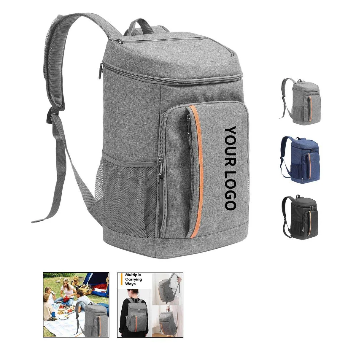 Durable insulated backpack cooler with logo design