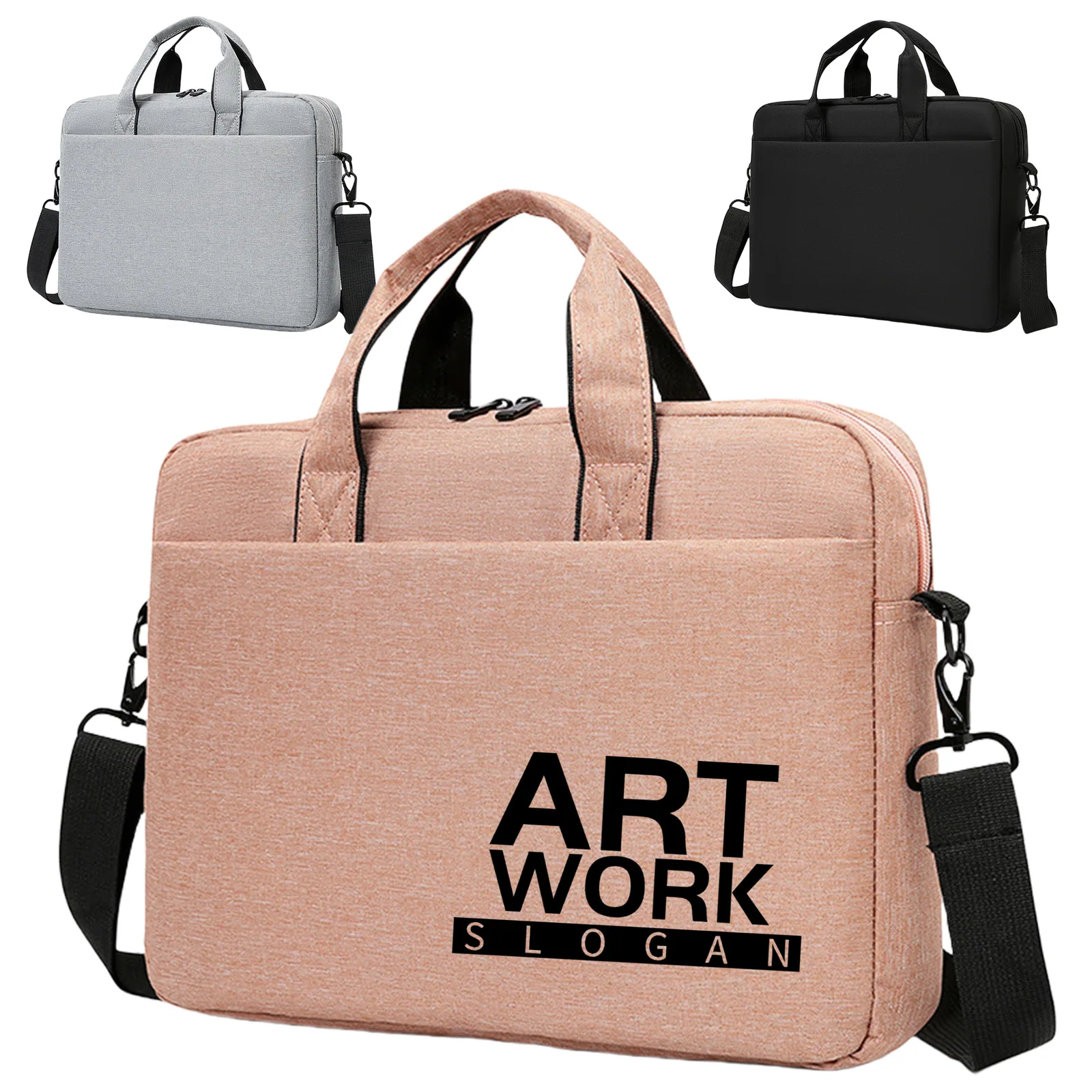 Stylish nylon laptop shoulder bag with adjustable strap