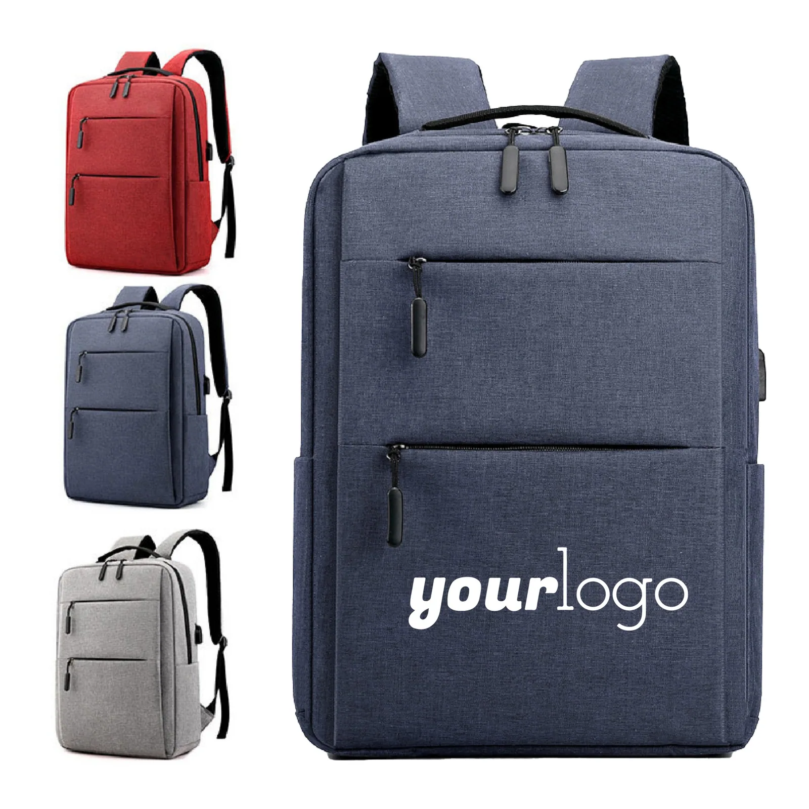 Multifunctional laptop backpack in gray color with USB port