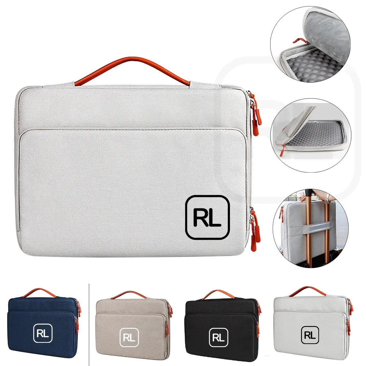 Lightweight laptop sleeve bag with adjustable handle and pockets