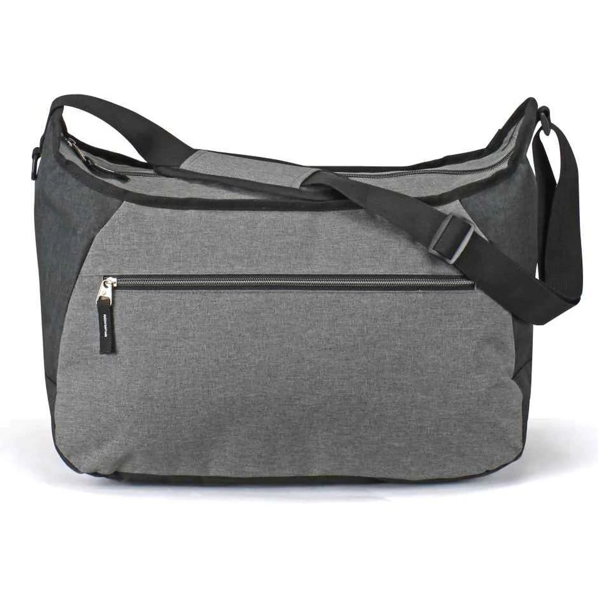 Spacious heathered travel bag with company logo