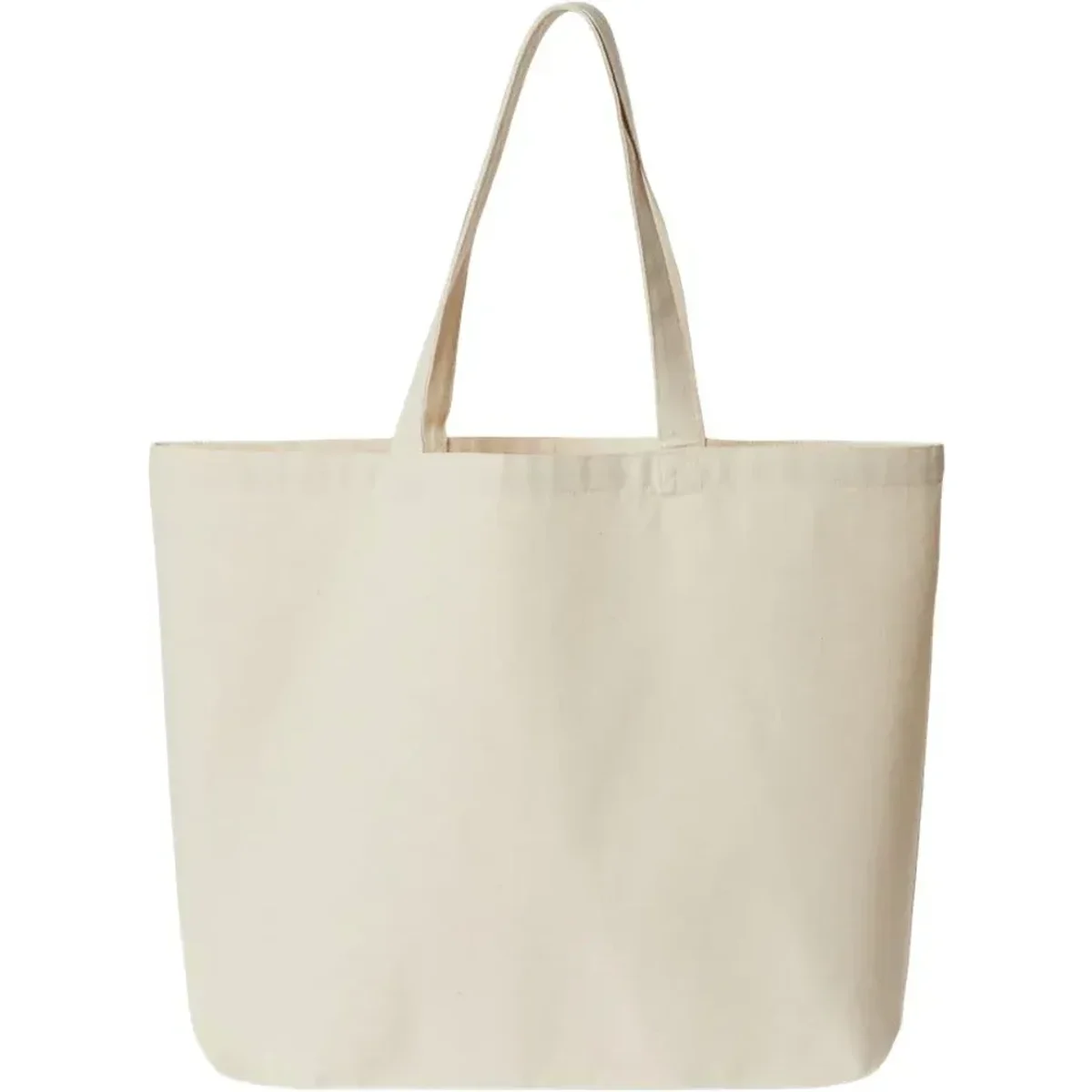 Large canvas tote bag with self-fabric handles