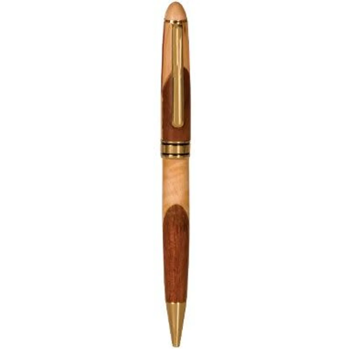 Elegant wooden pen with a smooth finish and engraved logo