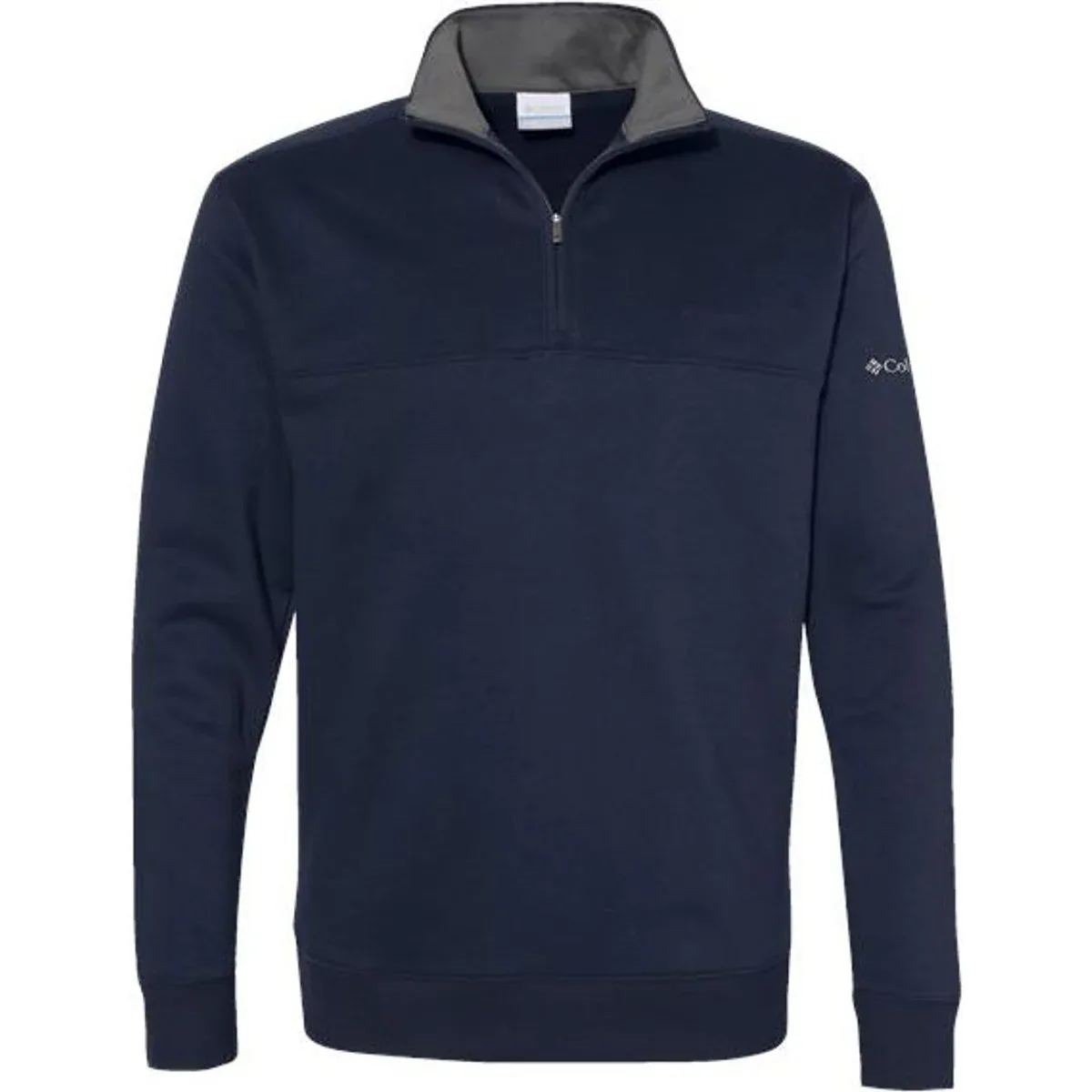 Pullover laid flat showing the zipper detail
