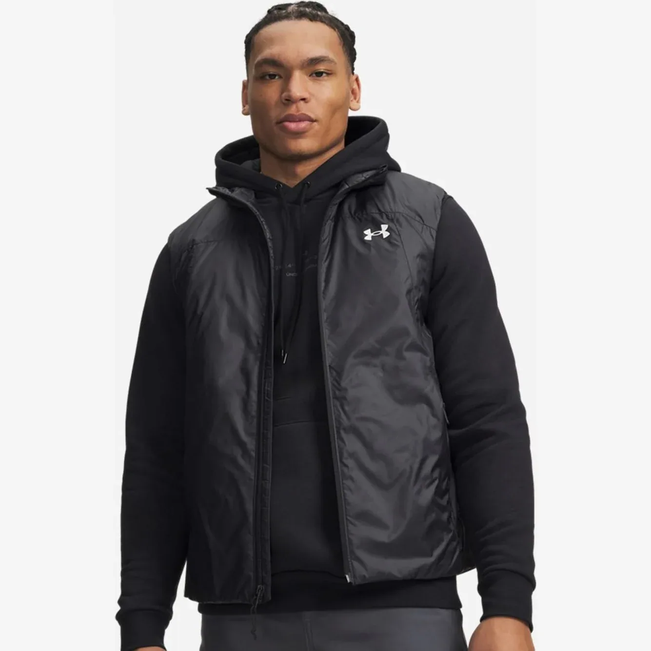 Men's Venture Hybrid Vest displayed on a mannequin with logo visible