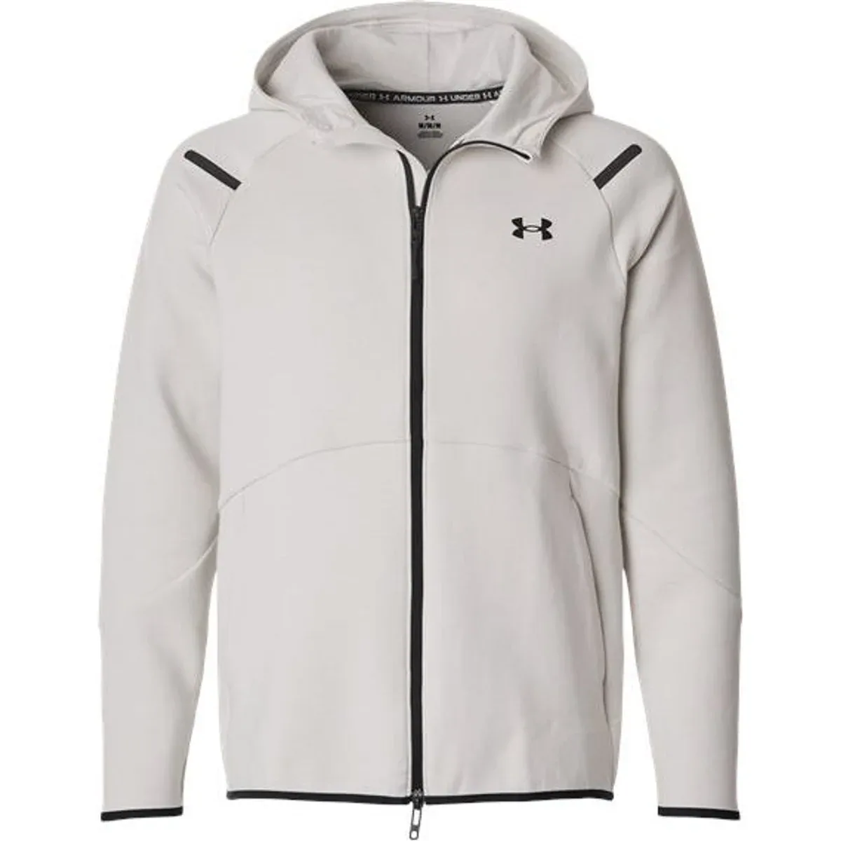 Back view showing the dropped hem and raglan sleeves